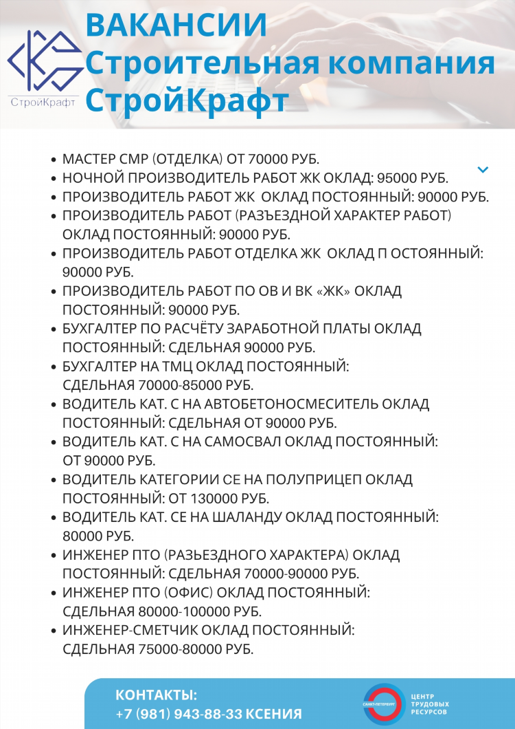 Объявления о найме на работу